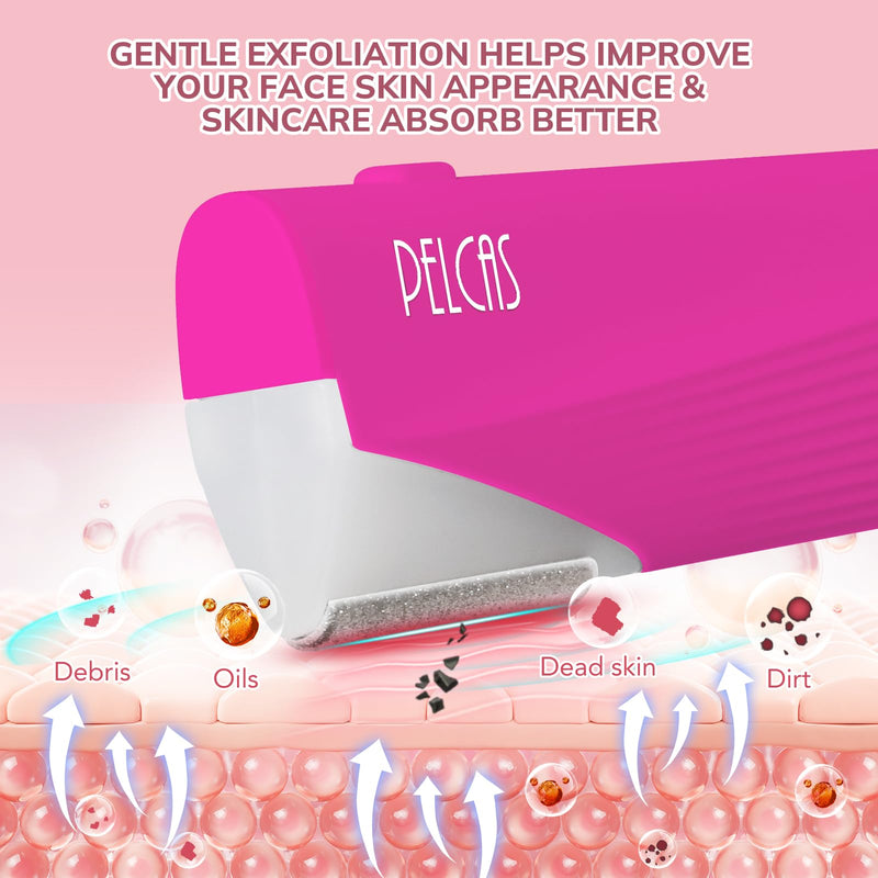 [Australia] - PELCAS Electric Dermaplaning Tool Kit with LED Light, Mini Face Dermaplaning Razor with 6 Replace Blades, Painless 3 Speeds Facial Peach Fuzz, Exfoliation & Hair Removal System for Women BV18-712 