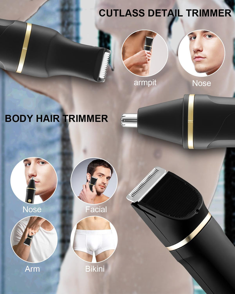 [Australia] - 3 in 1 nose hair trimmer and razor for men, electric, wet and dry use, intimate razor for men, trimmer for men's intimate area for chest, legs, armpit, groin, nose with standing charging station, IPX7 