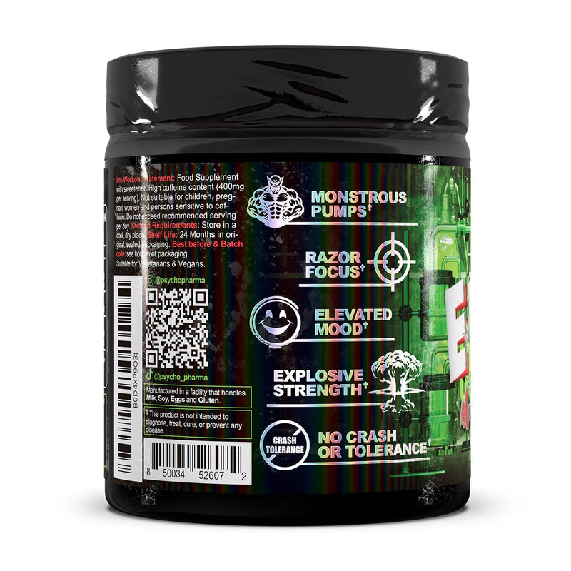 #1 Strongest PWO Psycho Pharma Edge of Insanity - Most Intense Pre Workout Powder for, Focus, Power & Energy. Premium researched Formula and Ingredients - 297.5g (Spike Punch) Spike Punch