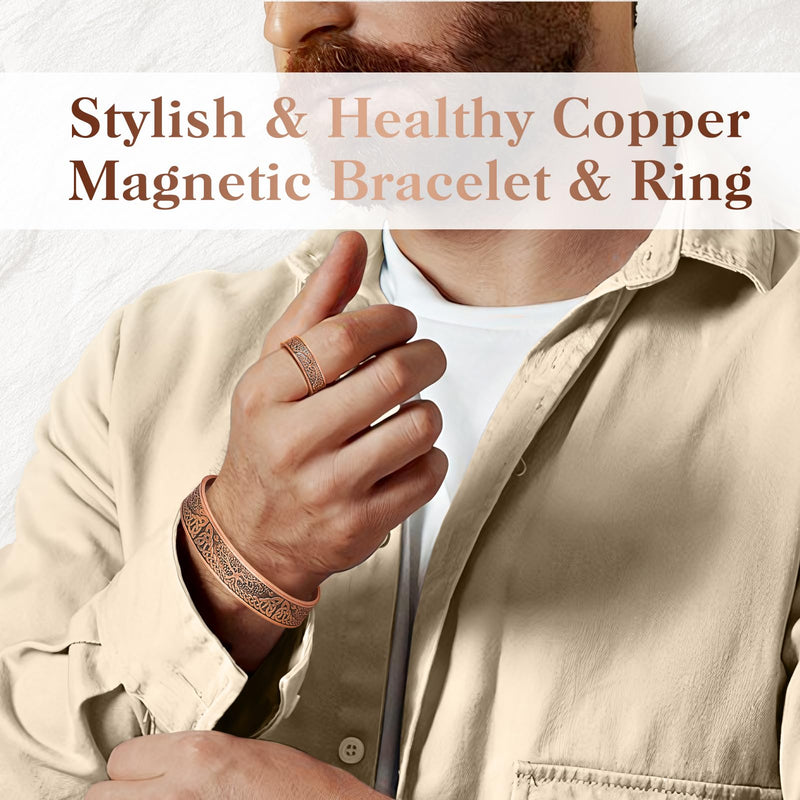 [Australia] - Mahnco Copper Bracelet for Men & Women,12X Strength Magnetic Bracelets & Lymphatic Drainage Ring for Mens, 100% Solid Pure Copper Jewelry Gift Copper-Tree of Life 