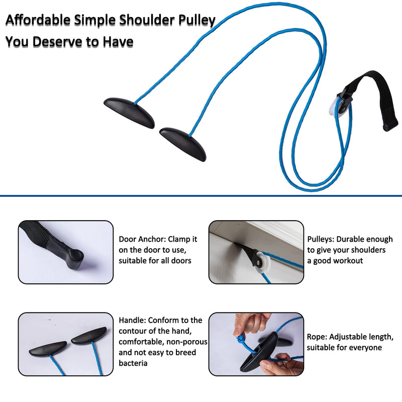 Shoulder Pulley Over The Door Physical Therapy System, Exercise Pulley, Alleviate Shoulder Pain and Facilitate Recovery from Surgery, FSA/HSA Eligible Blue