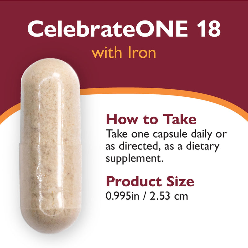 CelebrateONE Bariatric Multivitamin with Iron 18 mg, 90 Day Supply | 90 Easy-to-Swallow Veggie Capsules, Once Daily Nutrition for Gastric Sleeve & Gastric Bypass Patients 30 Count (Pack of 1)