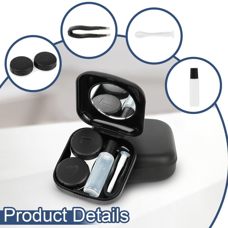[Australia] - Pack of 2 contact lens containers, contact lens storage, contact lens holder with mirror, contact lens box, portable contact lens container, travel contact lens accessories, for traveling at home outdoors 