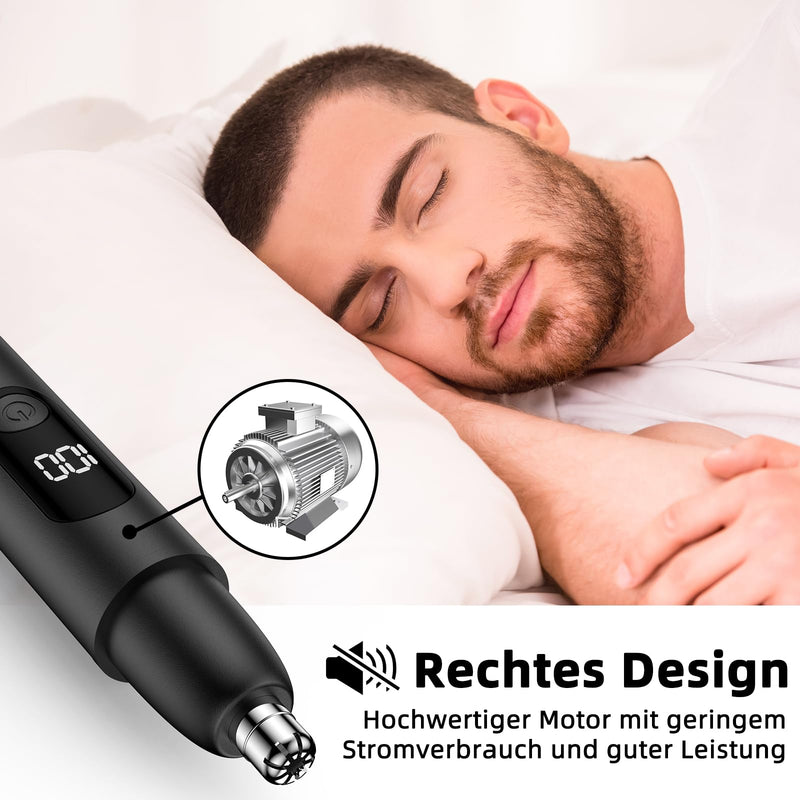 [Australia] - Nose Hair Trimmer, Rechargeable Wireless Ear Eyebrow Trimming Tool Dual Edge Blades Shaver Easy Cleaning with LED Light for Man Woman Black 