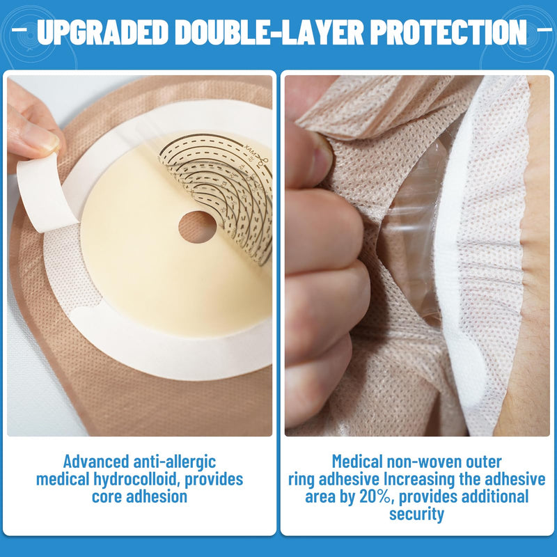 [Australia] - 22 PCS Colostomy Bags, One Piece Drainable Ostomy Pouch for Adult with Closure Ostomy Bag with 4 Tail Closure Clips Ostomy Supplies for Stome Care Colostomy Supplies Ileostomy Supplies 