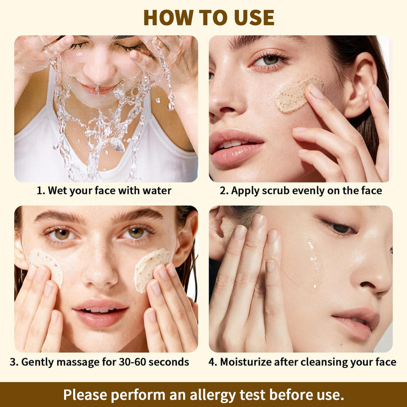 Vitamin C Face Scrub with AHA, Facial Scrub Exfoliator, Exfoliating Facial Wash, Exfoliating Scrub Face Cleanser for Women Men, Smooth, Brightening, Improve Dullness Dark Spot, 3.53 oz Vitamin C