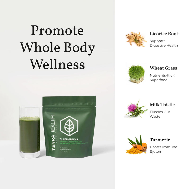 [Australia] - Terra Health Essentials¬Æ Super Greens | Organic Superfood Greens Powder | Gluten-Free Gut-Friendly Probiotics | 30 Servings 