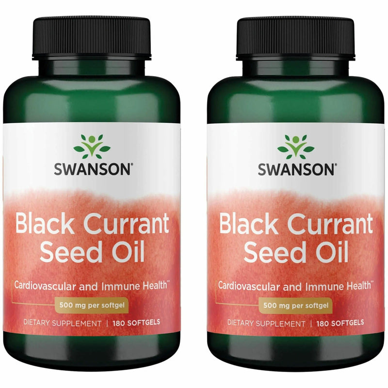 [Australia] - Swanson Black Currant Seed Oil - Herbal Supplement Promoting Immune System & Heart Health Support - Natural Formula Supporting Joints Health - (180 Softgels, 500mg Each) (2 Pack) 
