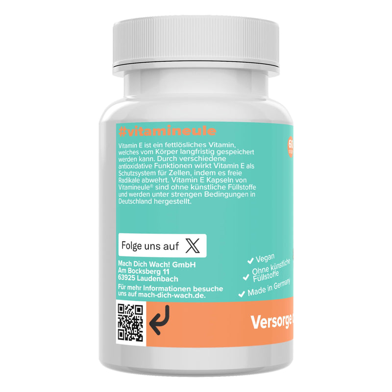 [Australia] - Vitamin E capsules - high dosage - 100 mg / 150 iU - quality from Germany - natural - vegan - without additives - vegetable tocopherol - small capsules instead of tablets - Vitamineule® 