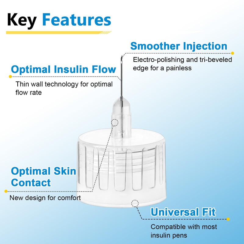 [Australia] - Insulin Pen Needle 31G 4mm (5/32") 100 Count, Diabetic Pen Needles for Injections Universal Fit with Most Diabetes Pens Comfortable Sterile 