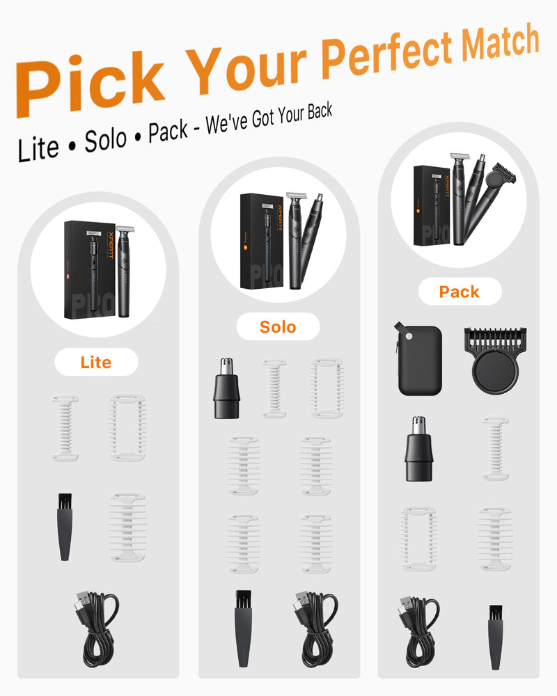 [Australia] - [2025 Upgraded] Beard & Nose Hair Trimmer Kit, [All-in-One] 12 in 1 Rotating Comb, Travel Body Hair Electric Shaver for Men, USB-C Fast Charging, Painless Razor Waterproof Wet/Dry, Black(Pack) Pack Version 