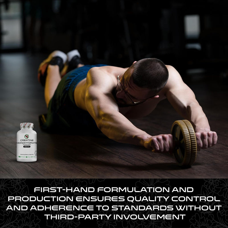 Creatine Monohydrate Capsules – Pre Workout & Post Workout Supplement for Muscle Performance & Recovery – 750mg Elemental Creatine Per Capsule – 4 Per Day. (Capsules x 180)