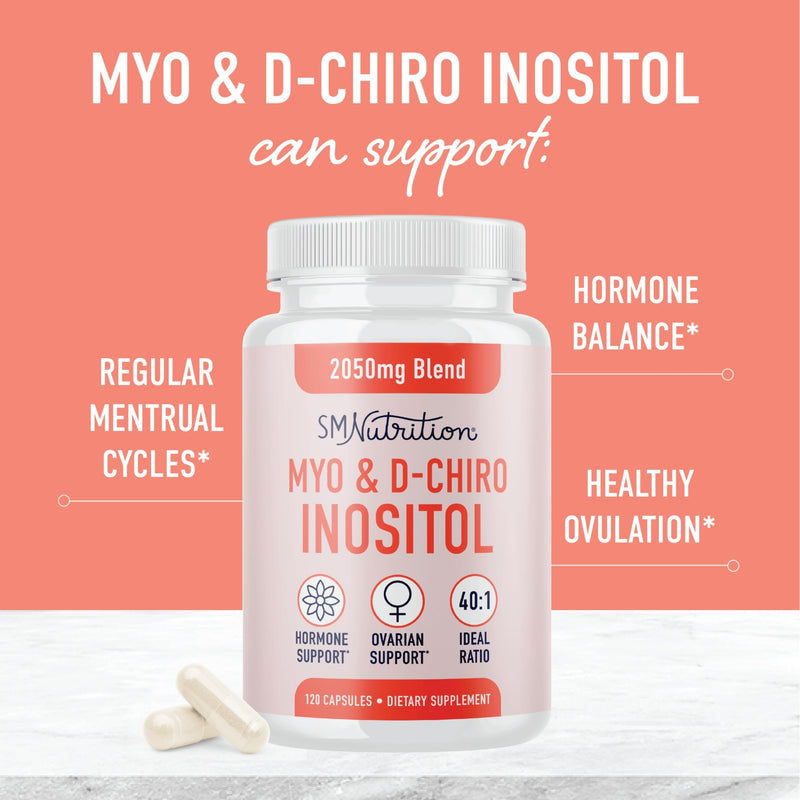 [Australia] - Myo-Inositol & D-Chiro Inositol for Hormone Balance for Women | Ideal 40:1 Ratio | Menstrual Cycle & Ovarian Health Support Supplement | Non-GMO 120ct Myo-Inositol & D-Chiro Inositol Capsules 