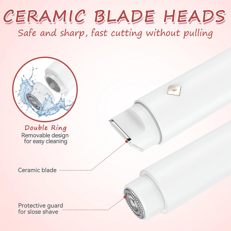 [Australia] - Bikini Trimmer for Women - 2 in 1 Electric Body Hair Trimmer for Silky Skin, Cordless Body Shaver for Travel, IPX7 Waterproof & Easy to Clean, Replaceable Ceramic Blade Heads (White) 