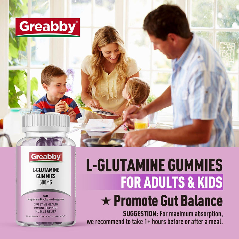 L Glutamine Gummies & Magnesium Glycinate Gummies, Muscle Relief & Joint Support, Vegan & Organic, Non-GMO