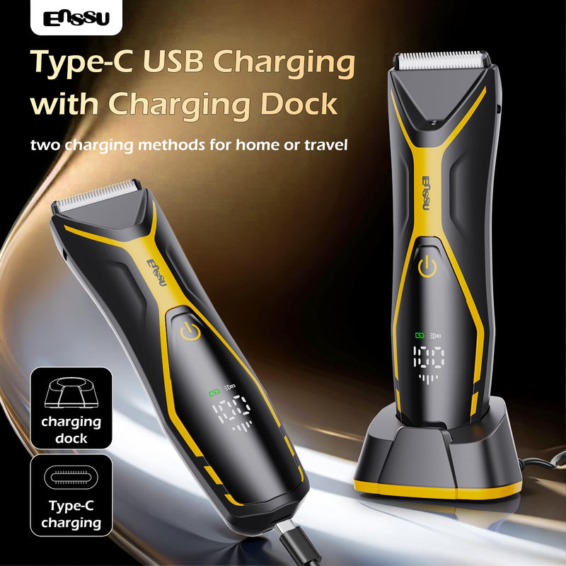 [Australia] - Body Hair Trimmer for Men Manscape Trimmer for Men, Electric Ball Shavers with Ceramic Blades & BLADELOCK™, Pubic Hair Groomer IPX7 Waterproof Wet or Dry Use for Groin/Legs/Chest 