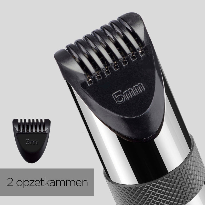 [Australia] - BaByliss Super-X Metal Nose, Ear & Eyebrow Trimmer, 3-in-1 Detail Trimmer, Nose Hair Trimmer, Ear Hair Trimmer, 2 Attachments, 2 Comb Guides, Battery Operated, E116E Silver 