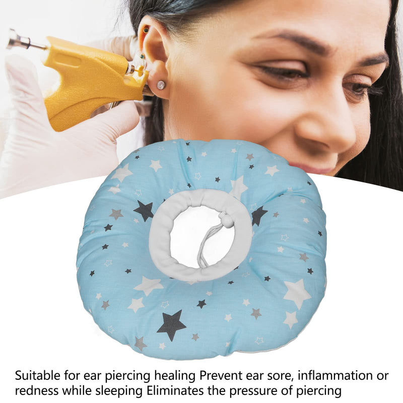 [Australia] - Piercing Pillow, Donut Pillow, Light Blue Star Pattern Pressure Ear Sore Pillow Ear Hole Piercing Pillow for Side Sleepers 