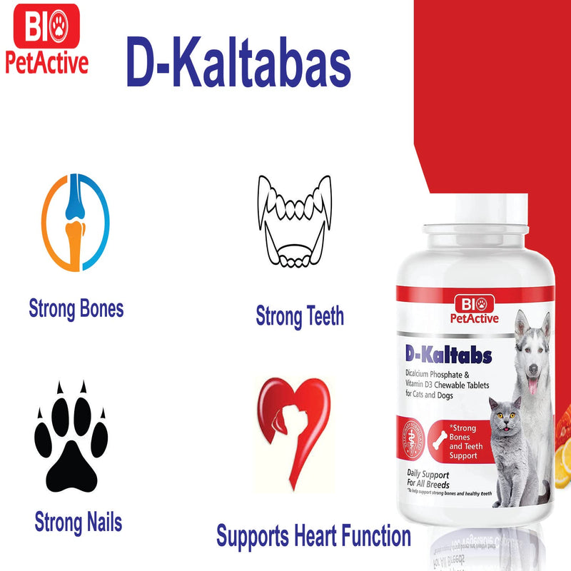 D-Kaltabs Phosphorus, Calcium Vitamin D3 Supplement for Dogs & Cats, Prenatal Pet Vitamins, Daily Pet-Tabs, Strong Nail, Teeth Support, 84 Chewable Tablets 84 Chewable Tablets D-Kaltabs - PawsPlanet Australia