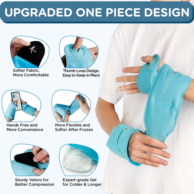 [Australia] - Comfytemp Wrist Ice Pack Wrap for Carpal Tunnel Relief, 2 Gel Packs, FSA HSA Eligible, Hot Cold Compression Brace for Hand Injuries Reusable, Achilles Tendonitis, Tenosynovitis, Men Women Surgery Gift Wrist Ice Pack Wrap 2 Pack 2.0 