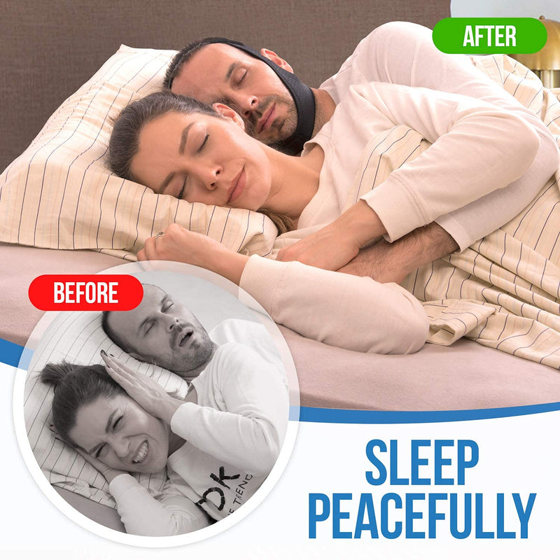 [Australia] - Anti Snoring Chin Strap for CPAP Users | Medium | Keep Mouth Closed While Sleeping | Adjustable Premium Snore Stopper Head Strap for Men and Women | Itch-Free Material for Uninterrupted Sleep M 