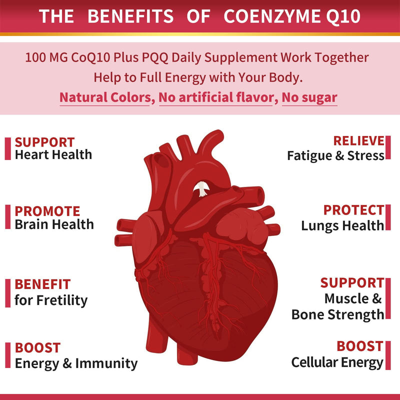[Australia] - CoQ10-100mg-Softgels with PQQ, BioPerine & Omega-3, High Absorption Coenzyme Q10 Supplement, Powerful-Antioxidant, Support Heart & Energy-Production 120 Servings, Non-GMO 
