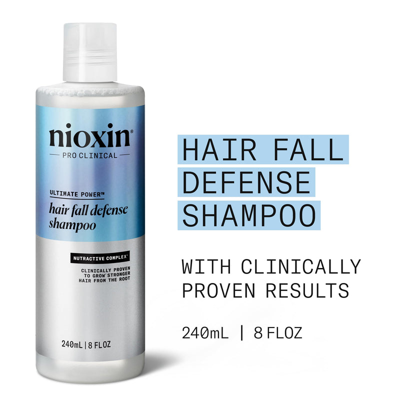 Nioxin Hair Fall Defense Shampoo | Activates Hair Follicles for Visibly Less Hair Loss| With Lauric Acid, Caffeine, Niacinamide and Sandalore 8.1 Fl Oz (Pack of 1)