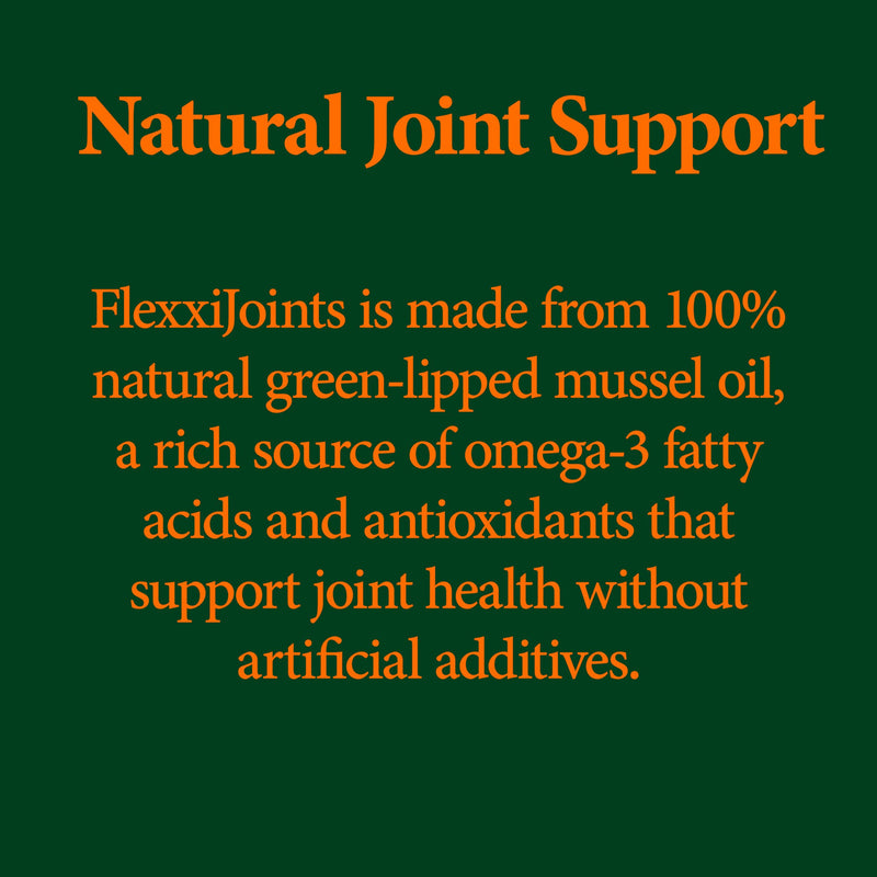 FlexxiJoints Omega-3 Hip and Joint Supplement • Green-Lipped Mussel Omega-3 Oil for Dogs • 100% New Zealand Green-Lipped Mussels (60 Softgels) - PawsPlanet Australia