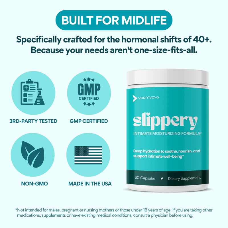 [Australia] - VoomVaya Slippery ‚Äì Vaginal Dryness Relief for Women Over 40 ‚Äì with Slippery Elm for Women to Promote Vaginal Moisture ‚Äì 60 Capsules 