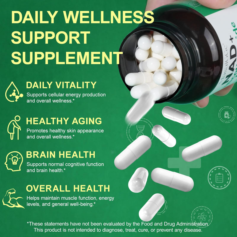 NAD Supplements for Women, 120PCS NAD+ Supplement for Anti Aging and Cell Regeneration,Supports Cellular Energy, Brain, Muscle,Take 1 Daily | 1 Bottle