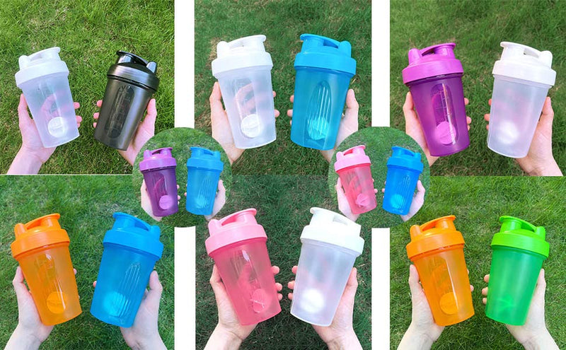 [Australia] - OOTD Protein Shaker Bottle 400 ml Leak-proof, BPA Free, Protein Shaker for Supplement Shakes with Sieve & Scale, Fitness Mixer for Creamy Whey Protein Powder Shakes, (Blue+Pink(2PCS) 400ML Blue+pink 