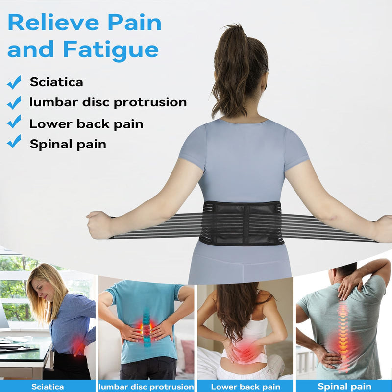 Back Braces for Lower Back Pain Relief, Lumbar Support Belt for Men Women | Adjustable Tourmaline waist belt, Self Heating & Soothing Waist Band, Lumbar Support Belt for Herniated Disc/Sciatica Black-1 Large