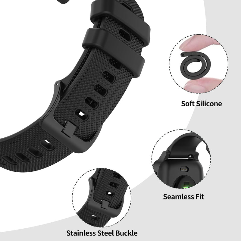 [Australia] - Bands Compatible with Garmin Venu/Venu Sq/Venu Sq Music/Venu Sq 2/Venu 2 Plus Band, Soft Silicone Quick Release Straps 20MM Replacement Wristband (Multicolor10-Pack) Black 