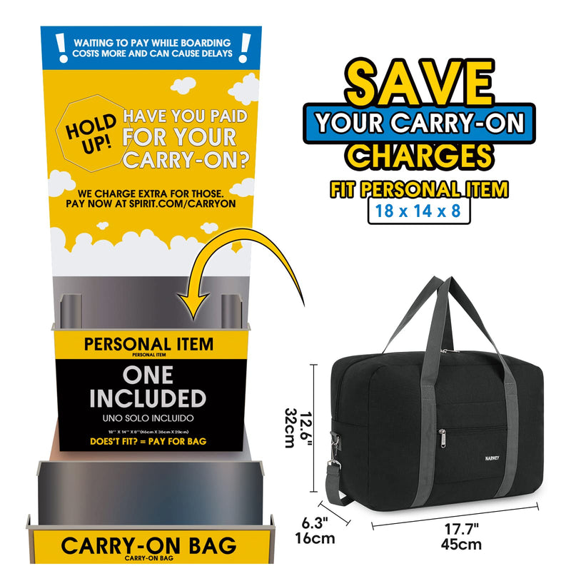 Narwey Foldable Travel Duffel Bag with Shoulder Strap + Clear Travel Toiletry Bag for Women and Men