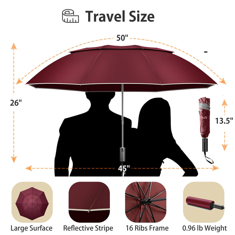 Urvoix Compact Umbrella Windproof - Double Canopy Vented