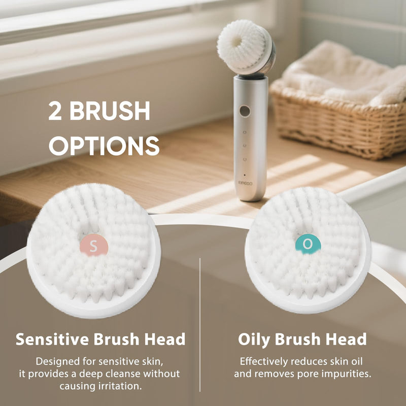 [Australia] - KINGDO Sonic Facial Cleansing Brush, Electric Face Scrubber with 3 Cleaning Modes, IPX7 Waterproof face Brushes for Cleansing with 2 Magnetic Brush Heads, Rechargeable Battery for All Skin Types 