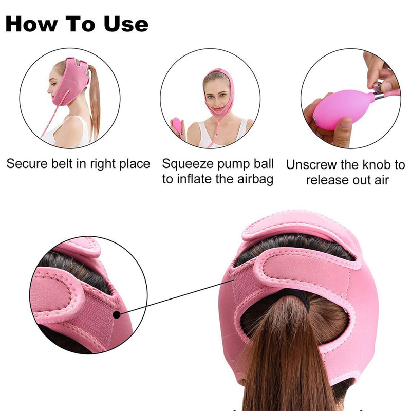 Reusable V Line Mask Facial Slimming Strap Inflatable Face Lifter Face Up Lift Belt Chin Up Mask V Face Lifting and Tightening Bandage for Women Men