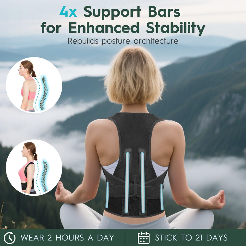 Back Brace Posture Corrector For Men and Women - Bionic System Posture Correctors, Adjustable Full Brace, Shoulder Back Straightener, Neck, Upper And Lower Pain Relief Medium