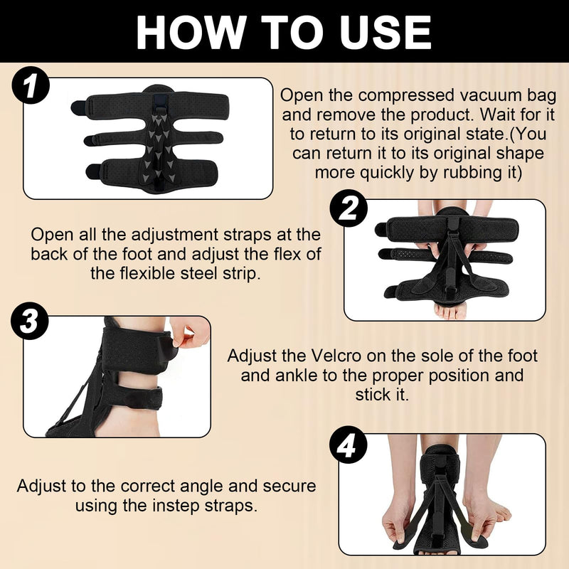 [Australia] - Roinaid Achilles Tendon Bandage Plantar Fasciitis Bandage Comes with 1 Fasciitis Sock and Drawstring Bag Suitable for Achilles Tendonitis Foot Drop Weakness Arch and Foot Problems (Black) 