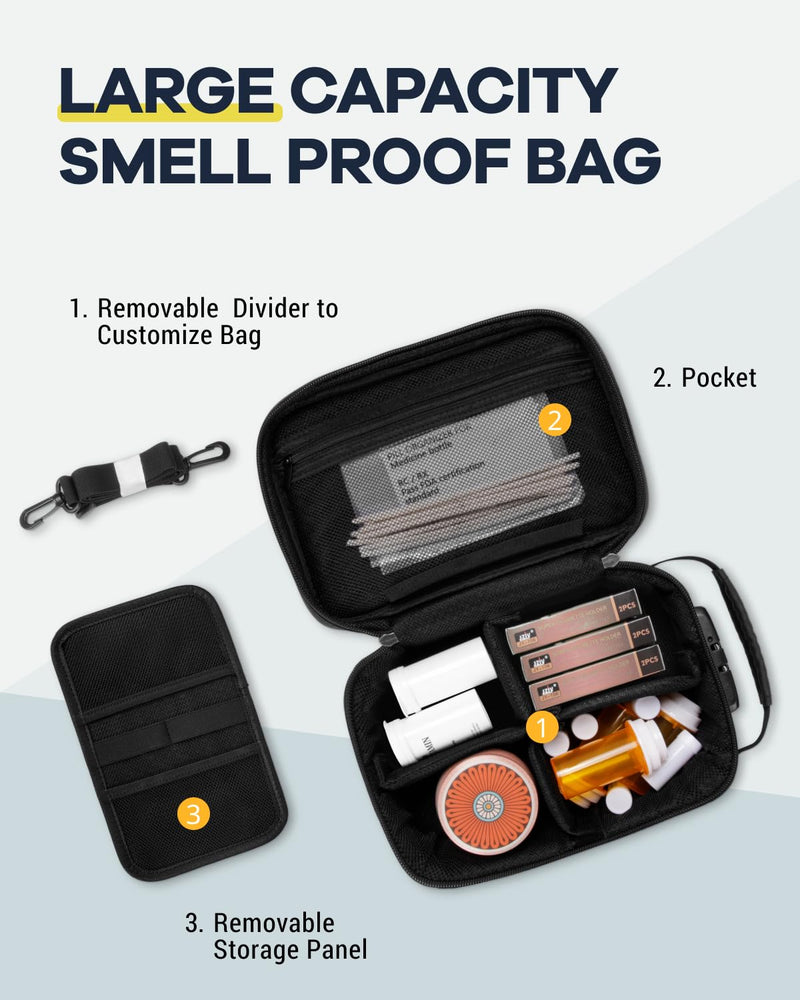 [Australia] - HOMEAL Smell Proof Bag,Smell Proof Stash Box，Smell Proof Containers with Combination Lock,Smell Proof Box,Smell Proof Stash Bag for Storage and Travel Gift for Men/Women Black Large 