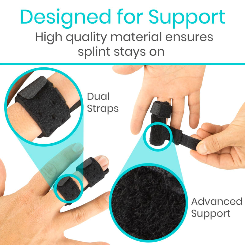 [Australia] - Vive Finger Splint (2 Pack) - Universal Finger Straightener - Broken and Trigger Finger Splints - Finger Brace for Arthritis pain and Support - Sprain Relief for Middle, Index, Ring, Pinky Fingers 