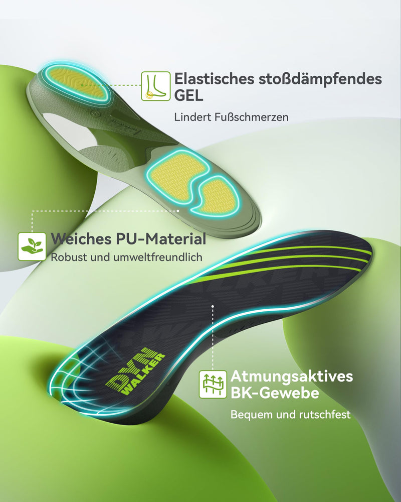 [Australia] - Plantar fasciitis insoles, DynWalker orthosis foot, relief Achilles tendon, sciatica pain, heel pain, overpronation, cushioning, anti-slip, green, S S: (Women 38-40) 