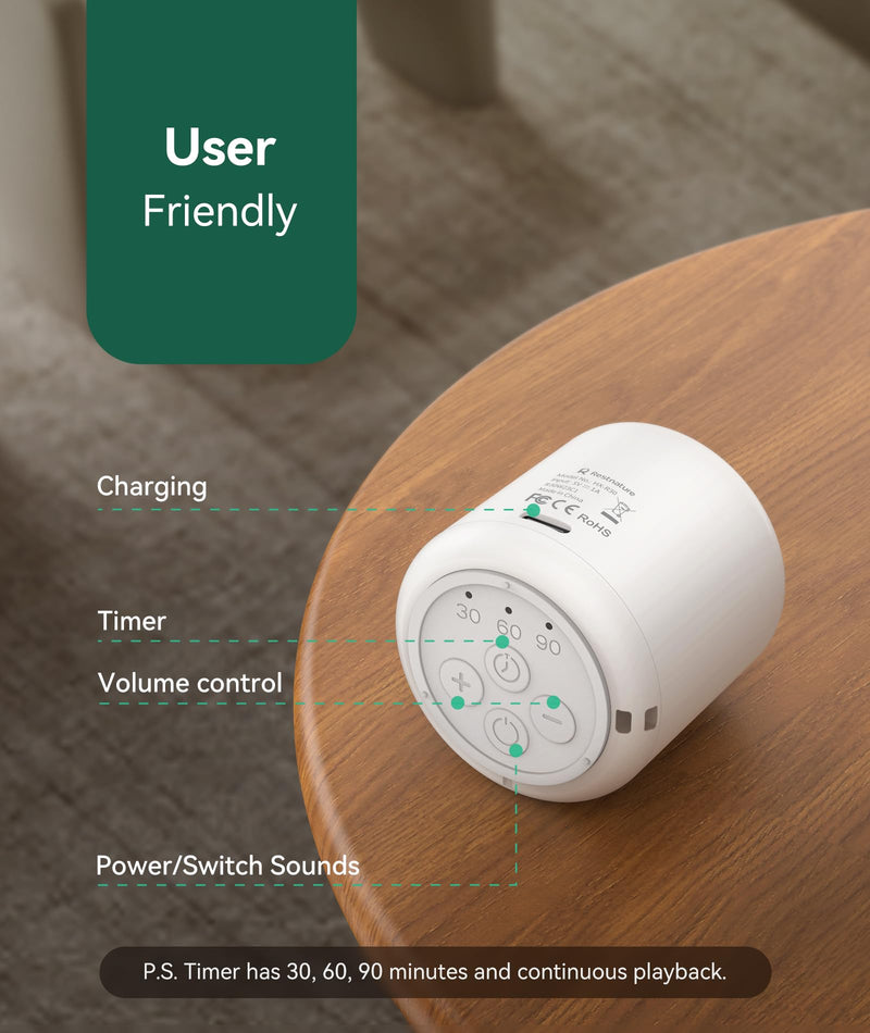 [Australia] - White Noise Sound Machine - Portable Sound Machine for Sleep, Travel Sound Machine for Baby Adults, 16 Nature Sound, Timer, White Noise Machine for Sleeping Office Privacy Home Gift Coconut 