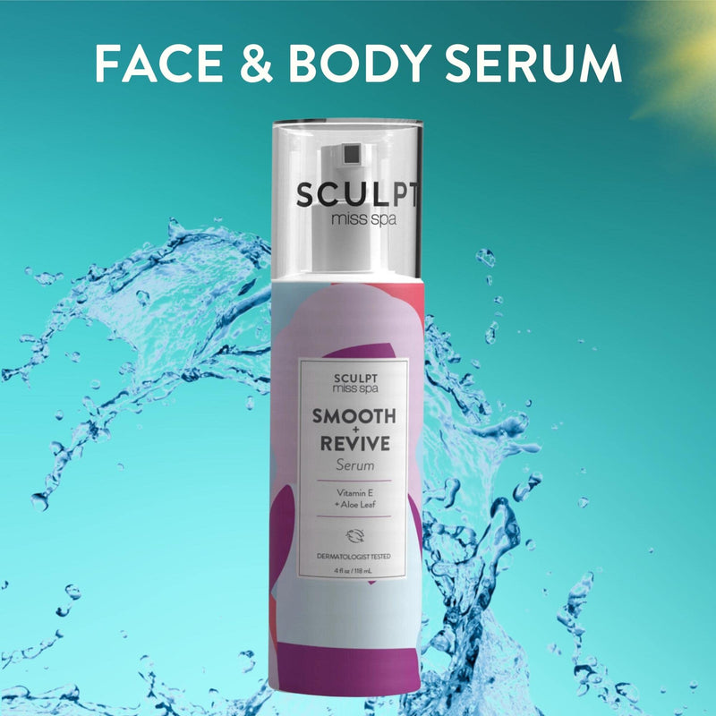 MISS SPA Face Serum Smooth Revive Face Serum, Hydrating Vitamin E & Aloe Leaf Body Serum, Anti-Aging and Anti-Wrinkle, Hydrating Facial Skin Care Products for Women, 4fl oz
