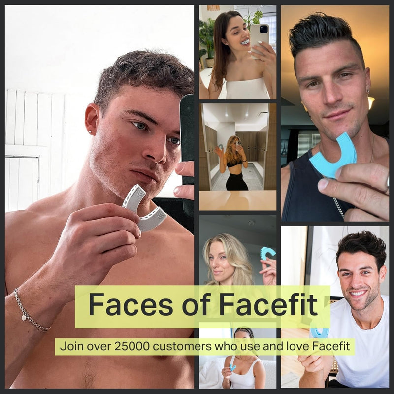 [Australia] - Jaw Exerciser by Facefit - Men & Women - Tone and strengthen your jawline, cheeks, chin and lips - Food-grade Silicone (Cool Grey) Cool Grey - 40 lb 