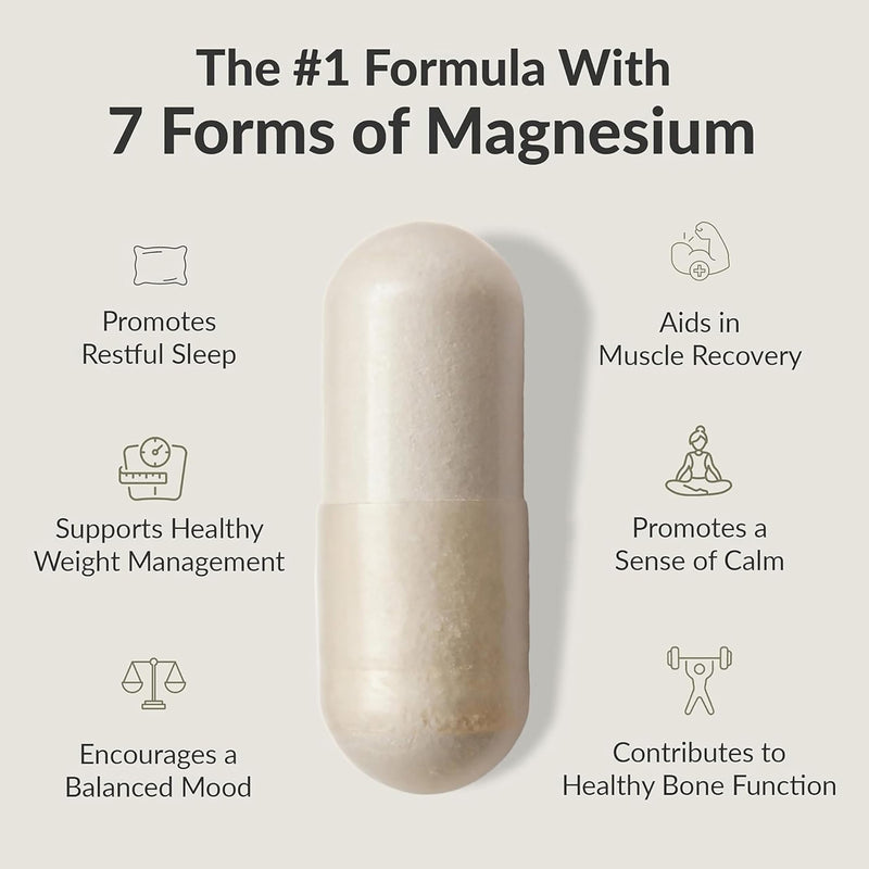 BIOptimizers Magnesium Breakthrough 4.0 7-in-1 Complex | 60 Vegan Capsules | High Strength Glycinate, Malate, Taurate & Citrate – Magnesium Supplements for Sleep, Anxiety & Leg Cramps 60 count (Pack of 1)