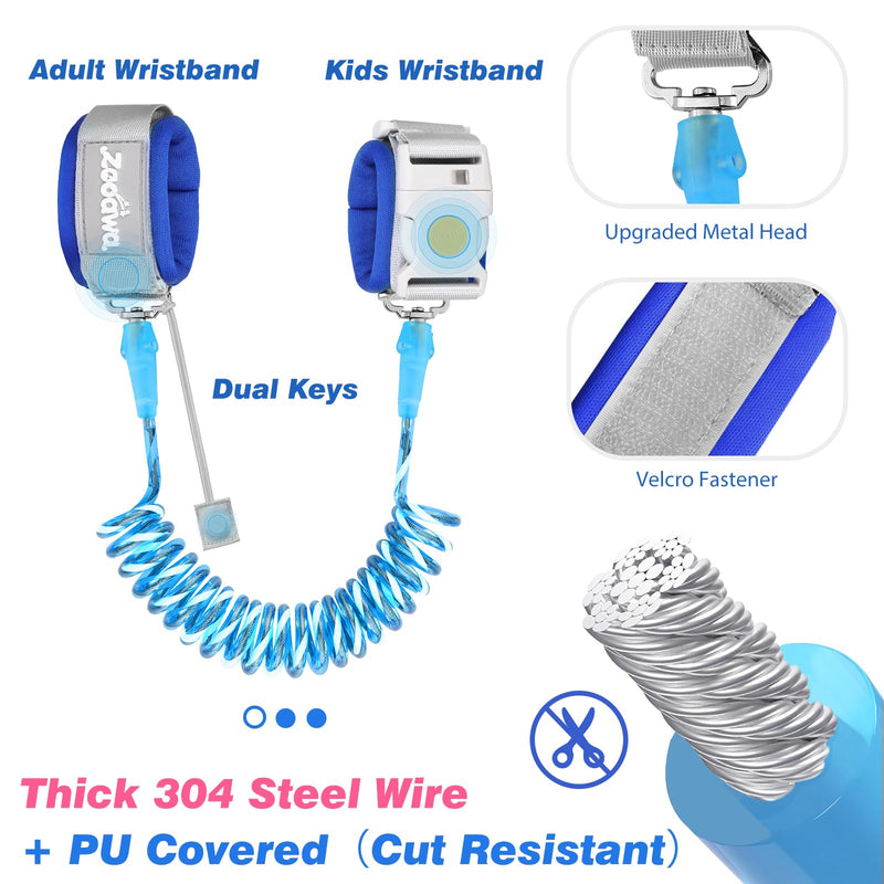 [Australia] - Zooawa Toddler Leash, Toddler Kids Harness Anti Lost Wrist Link with Magnetic Lock, Reflective Safety Baby Child Walking Wristband Leash for 2,3,4 Years Old Boys Girls, Blue 1 Count (Pack of 1) 