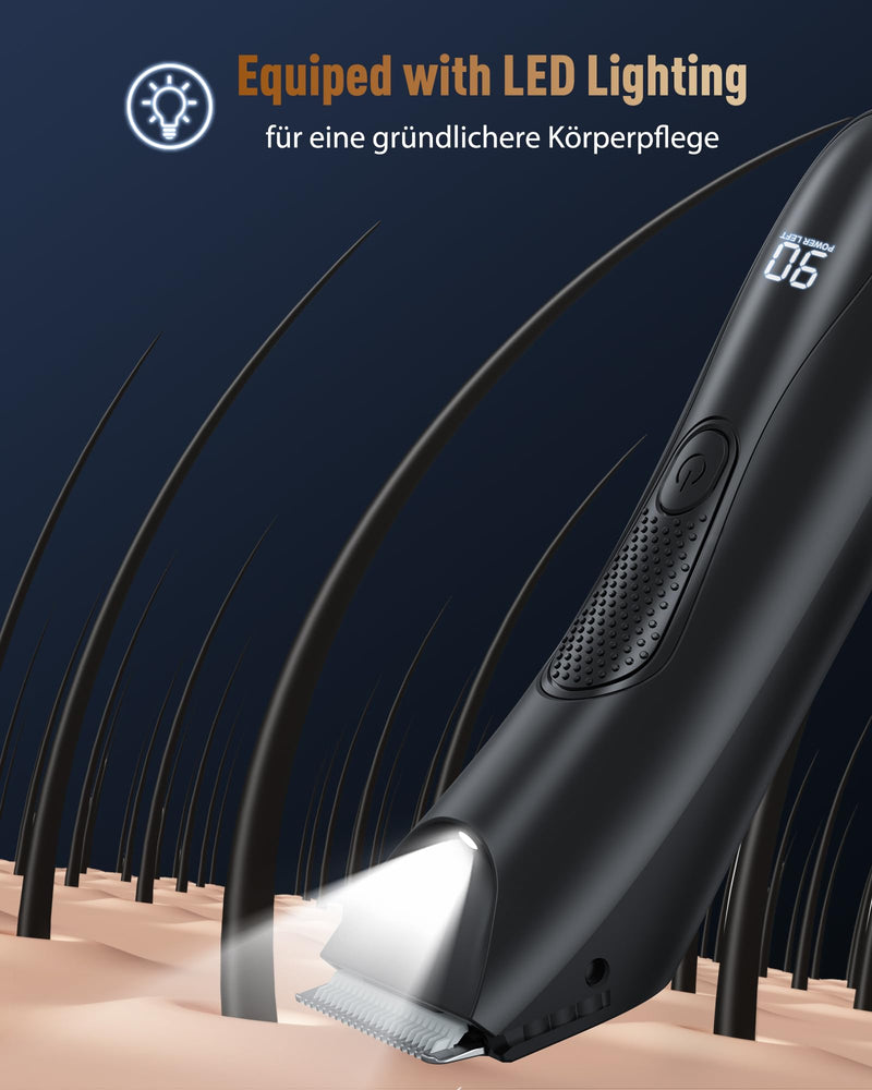 [Australia] - Men's intimate razor, 2 in 1 men's electric razor with standing charging station, IPX7 waterproof, adjustable men's beard trimmer, men's intimate razor for beard, intimate area, testicles 8119 