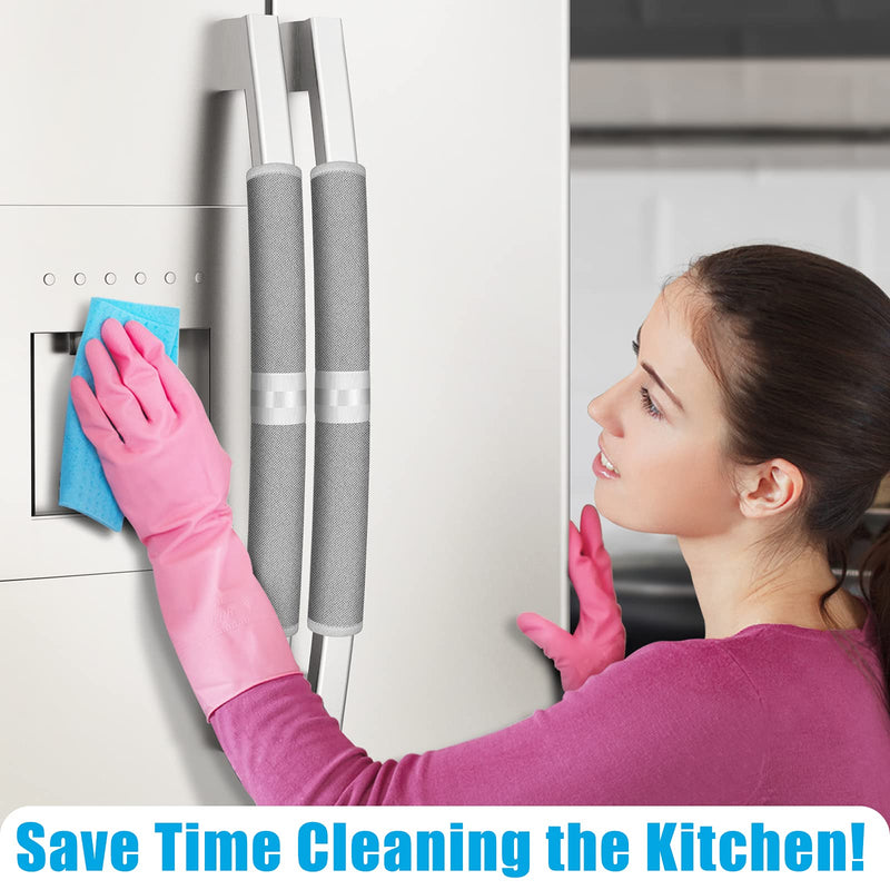 [Australia] - Refrigerator Door Handle Covers, Set of 6, Keep Your Kitchen Appliance Clean from Food Stains, Smudges, Drips, Oil, Washable and Form-Fitting, Protector for Fridge, Ovens, Dishwashers(Grey) Grey, 6pcs 