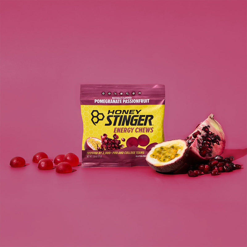 Honey Stinger Organic Pomegranate Passionfruit Energy Chew, Gluten Free & Caffeine Free, for Exercise, Running and Performance, Sports Nutrition for Home & Gym, Pre and Mid Workout, 12 Pack 12 Count